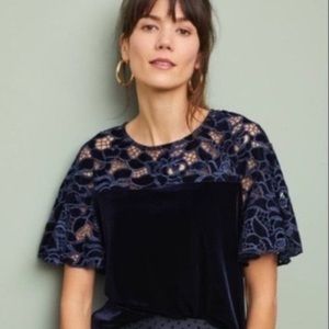 Anthropologie velvet navy blue large NWT Eva Franco